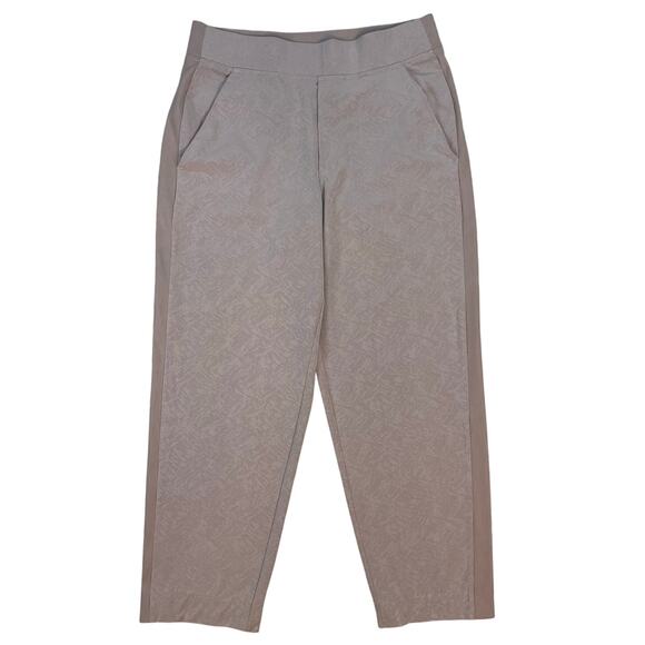 Athleta Brooklyn Textured Ankle Pants Beige Size 4 Stretch Pull On Cropped - Picture 1 of 10